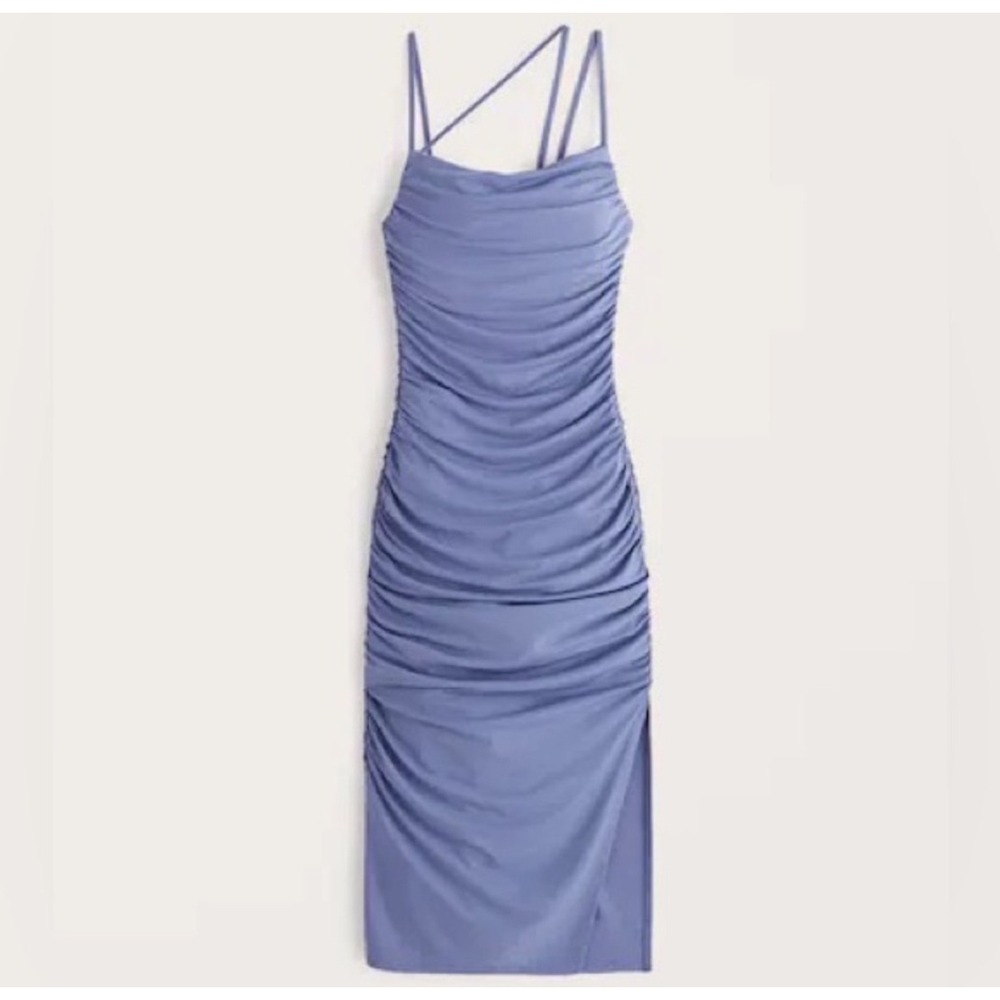 Abercrombie & Fitch Blue Ruched‎ Midi Dress